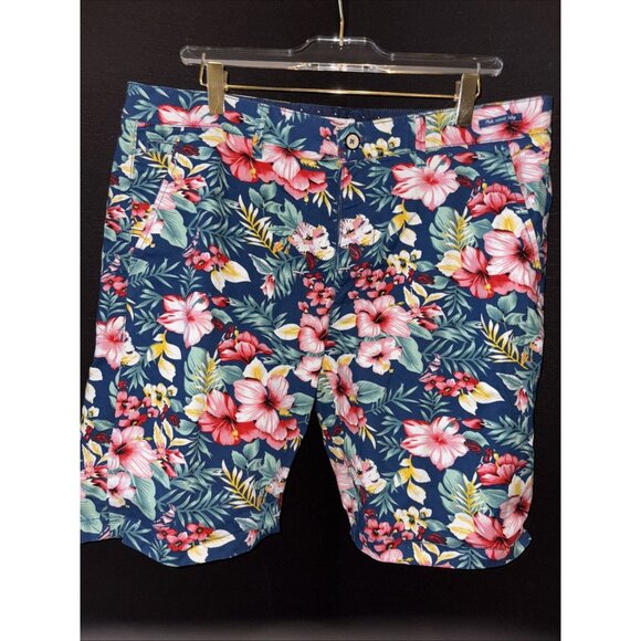 DENIM & FLOWER Other - DENIM & FLOWER Floral Cotton Stretch Casual Shorts Flip Cuff Men’s Size 36